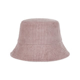 Wide Corduroy Label Bucket Hat Pink