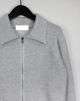 オルモストリブカラークロップジップアップ/Ulmost Rib Collar Crop Zip Up (4color)