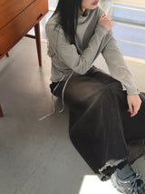 コリーヌリボンストラップベルベットポーラーTシャツ