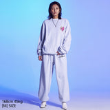 HEART PRINTING PAINTING SWEAT SHIRT-WHITE MELANGE