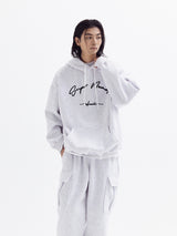 スーパーノーマルバルーンオーバーフリースフーディー( White Melange)