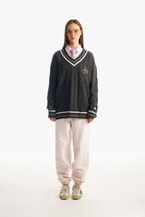 ミドルチェリーツイストⅤネックニット／MIDDLE CHERRY TWIST V-NECK KNIT [GRAY CHARCOAL]