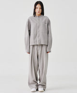 NO COLLAR CROPED JACKET (GRAY) / SET-UP