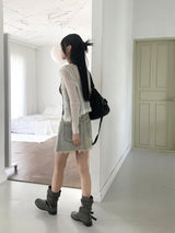 Lityu Trans-season frill strap see-through long-sleeved cardigan