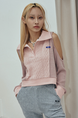 ホールカラークロップニット / hole collar crop knit_pink