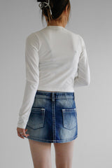 トゥルーローラーライズジーンズスカート / true roller-rise jean skirt
