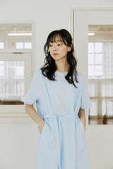 layered ribbon onepiece sky blue