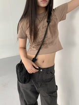 セルビティプリンティングクロップド半袖Tシャツ / Celvity Printing Cropped Short-Sleeved T-Shirt