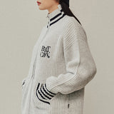 ヘビーゲージニットジップアップ/HEAVY GAUGE KNIT ZIP UP_LIGHT GREY