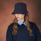 Herringbone label bucket hat NAVY