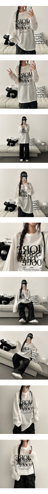 Moor オーバーサイズ フィット アンド プリーツ ロング スリーブ T シャツ