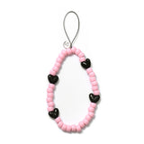 ペブルフォンストラップキーリング / PINK BLACK PEBBLE PHONE STRAP KEY RING