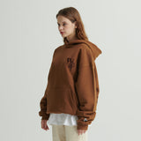 WHATTHE 3D ロゴ刺繍パーカー/WHATTHE 3D Logo Embroidered Hoodie (Heavy Sweat) Brown