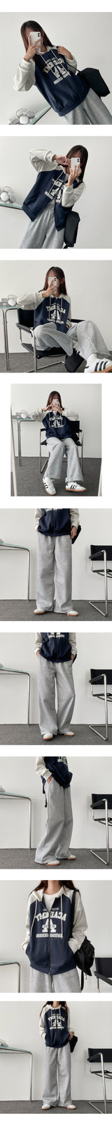 Fleece Lining Inter Coloring Raglan Hood Zip-Up