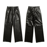 フローラインレザーパンツ / FLOW LINE LEATHER PANTS MEN (BLACK)
