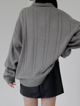 ケーブルカラーニット / Cable collar knit (4color)