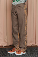 TIE-DYE BLOCK DENIM PANTS / BROWN