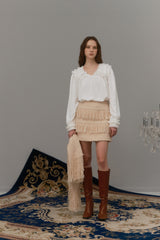 Fringe tweed skirt