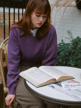 V NECK CROP KNIT PURPLE
