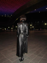 Double leather long coat