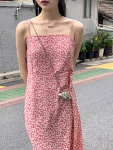 グリックフラワースクエアロングナシワンピース/Greek Flower Square Long Sleeveless Dress