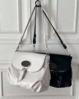 Pilso belt buckle shirring leather cross shoulder bag