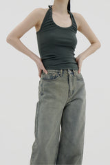 シャーリングホルターネックスリーブレス / Shirring halterneck sleeveless (5color)