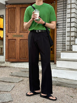 ドットバックベンドワンタックセミワイドスラックス / Dot Back-Bend One Tuck Semi-Wide Slacks (4 colors)