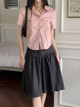 ラインロール半そでシャツ/ Epik line rolled semi-cropped short-sleeved shirt