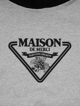 Women's Crop Maison Signature Emblem Two-Tone HeavyTerry Hoodie MelangeGrayBlack(FCD3TS715W)