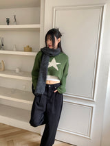 Limu Green Star Crop Knit