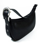 Hバックルソフトレザーホボバッグ / H-Buckle Soft Leather Hobo Bag (black)
