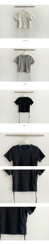キッズシャーリングストリングクロップド半袖Tシャツ