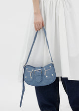 デニムスタッズショルダーバッグ/Denim Studded Shoulder Mini Bag (2color)