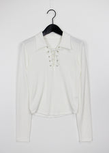 コルセットクロップカラーTシャツ/Corset Crop Collar T-shirt (3color)