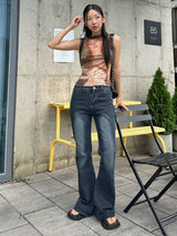 ジーン ブーツカットロングデニム