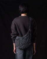 Washed Denim Shoulder Bag (Black)