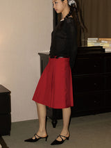 VIVID PLEATS SKIRT (TOMATO)