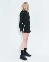 Pleated Logo-Tape Mini Skirt _ Black