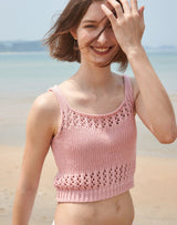 フィッシュネット スクエアネック ニット タンクトップ / FISHNET SQUARE NECK KNIT TANK TOP PINK