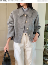 [SHOPPERMADE] ゴールドボタンショートウールコート (3color)