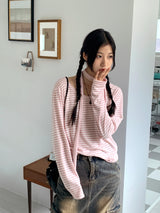 Town Scarf Set Striped Linen Long Sleeve T-Shirt