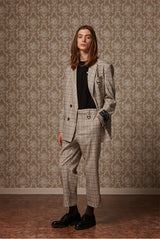 Cropped slacks - Beige check (4618141859958)