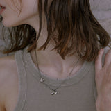 Mixed Mini Pleated Ribbon Necklace (Antique Silver)
