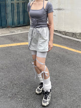 ディープUネックコルセットホルターネックノースリーブセット / Deep U-neck Corset Halterneck Sleeveless Set