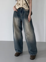 バズルウォッシングロングワイドデニムパンツ / bazle washing long wide denim pants