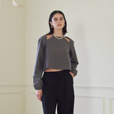ホルターネックブラウス/HALTER NECK BLOUSE (CHARCOAL)