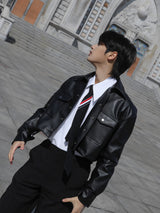 3 TAP French Leather Crop Shirt Jacket (2color)