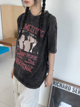 リミッティングビンテージプリントボキシーピグメント半袖Tシャツ