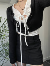 フックリブドクロップドカーディガン / Hook Ribbed Cropped Cardigan